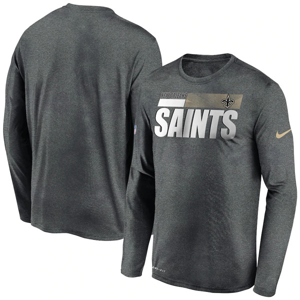 New Orleans Saints 2020 Grey Sideline Impact Legend Performance Long Sleeve NFL T-Shirt (All Size)